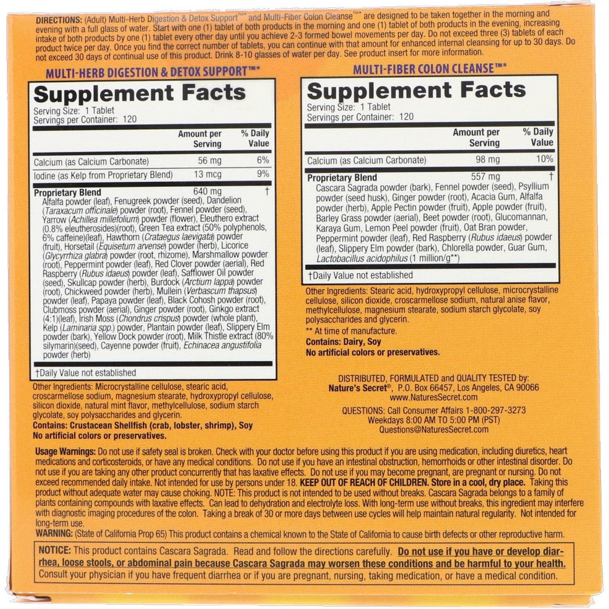 Nature's Secret, Ultimate Cleanse, 2 Part Total-Body Program, 2 Bottles, 120 Tablets Each - Supply Center USA