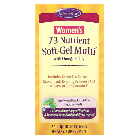 Nature's Secret, Women's 73 Nutrient Soft-Gel Multi with Omega-3 Oils, 60 Liquid Soft-Gels - Supply Center USA