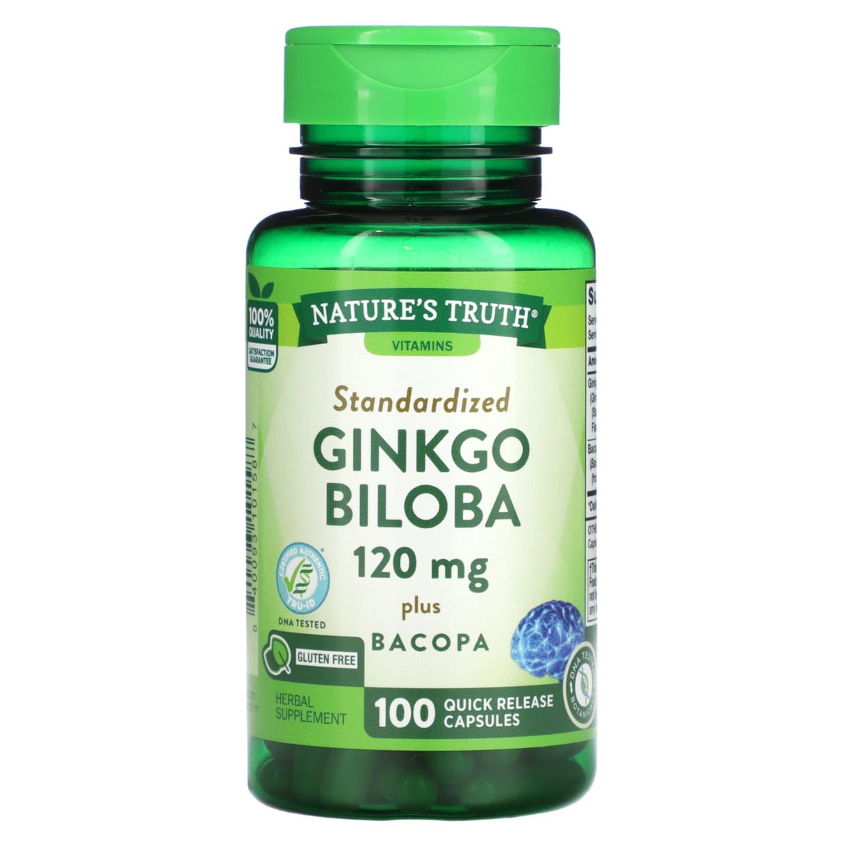 Nature's Truth, Ginkgo Biloba Plus Bacopa, 120 mg, 100 Quick Release Capsules - Supply Center USA
