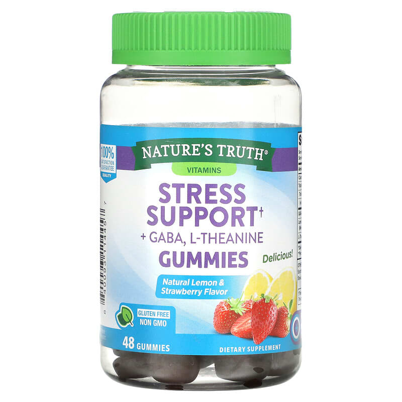 Nature's Truth, Stress Support + GABA, L-Theanine, Natural Lemon & Strawberry, 48 Gummies - Supply Center USA