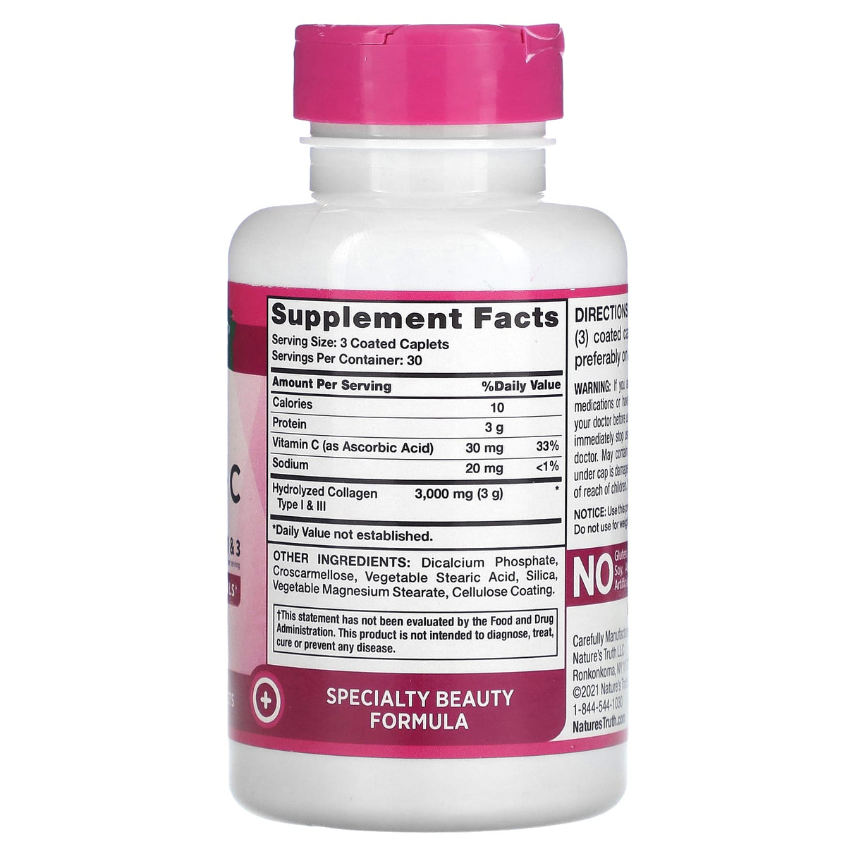 Nature's Truth, Ultra Collagen + C, 3,000 mg , 90 Coated Caplets - Supply Center USA