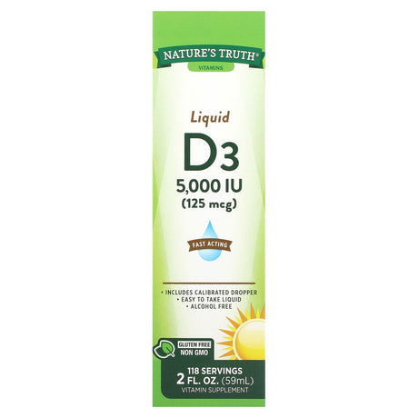 Nature's Truth, Vitamins, Liquid D3, 125 mcg (5,000 IU), 2 fl oz (59 ml) - Supply Center USA