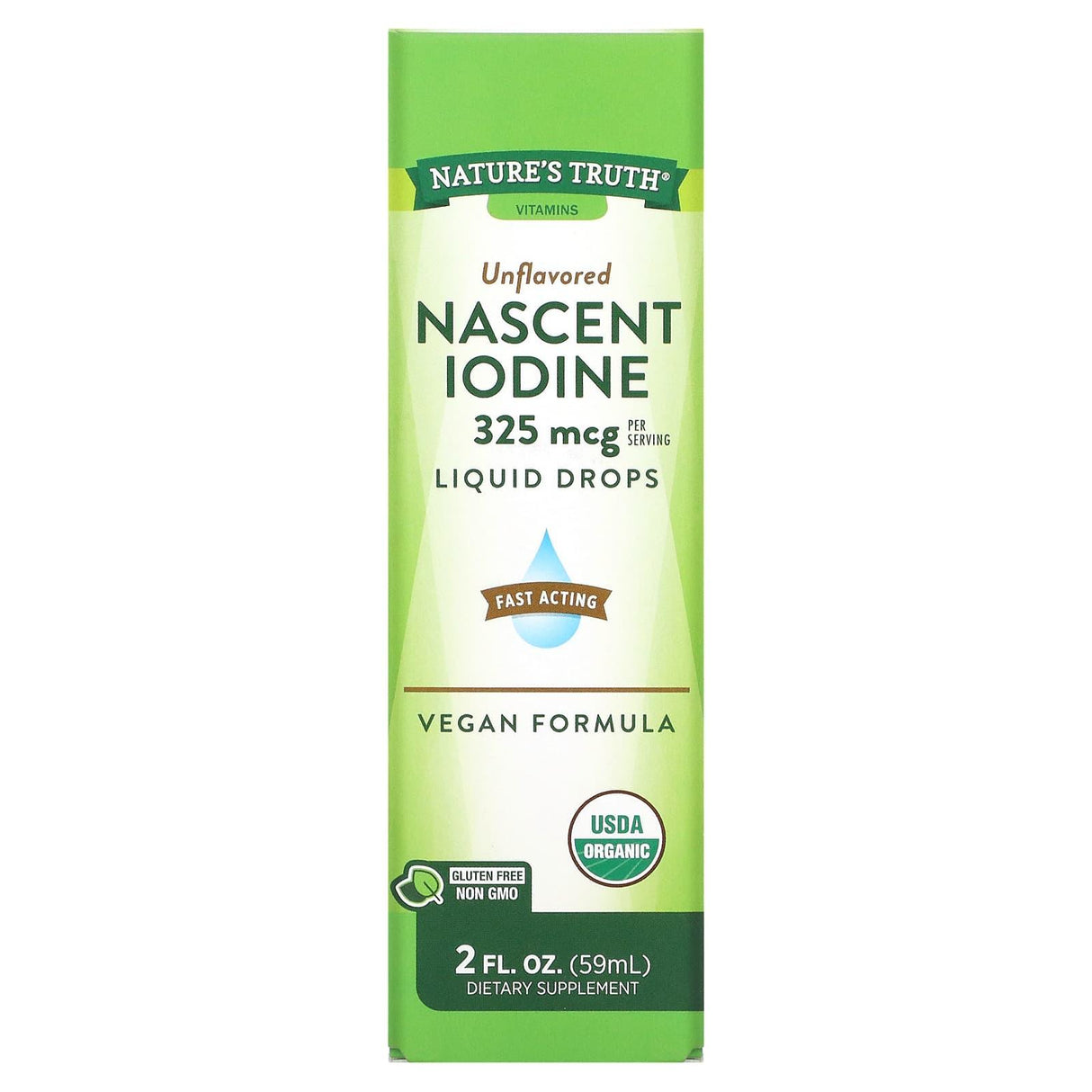 Nature's Truth, Vitamins, Nascent Iodine, Liquid Drops, Unflavored, 325 mcg, 2 fl oz (59 ml) - Supply Center USA