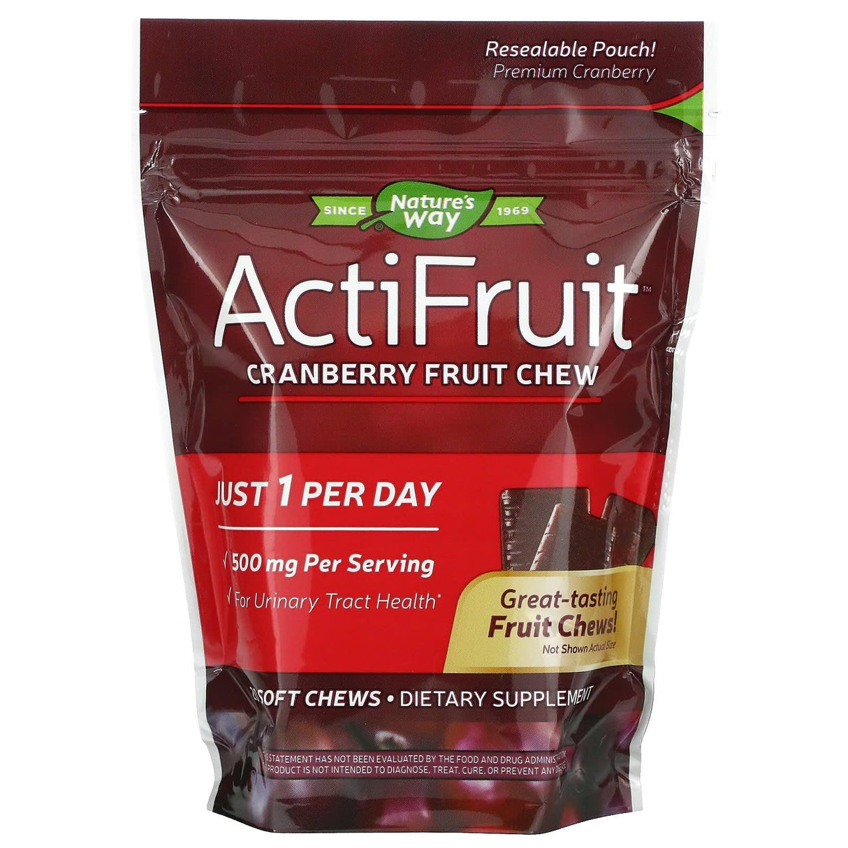 Nature's Way, ActiFruit, Cranberry Fruit Chew, 500 mg, 20 Soft Chews - Supply Center USA