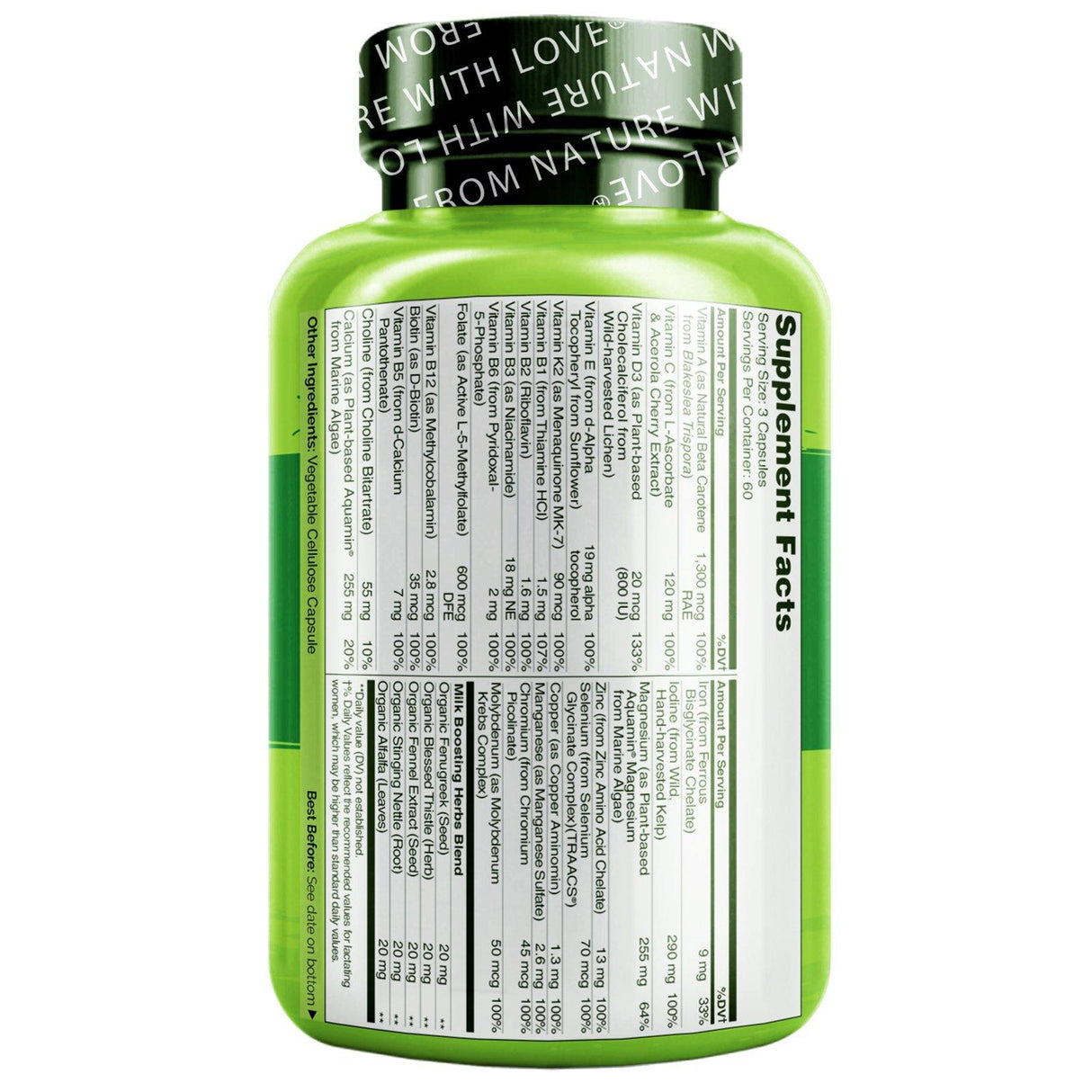 NATURELO, Postnatal Multivitamin for Breastfeeding Moms, 180 Vegetarian Capsules - Supply Center USA