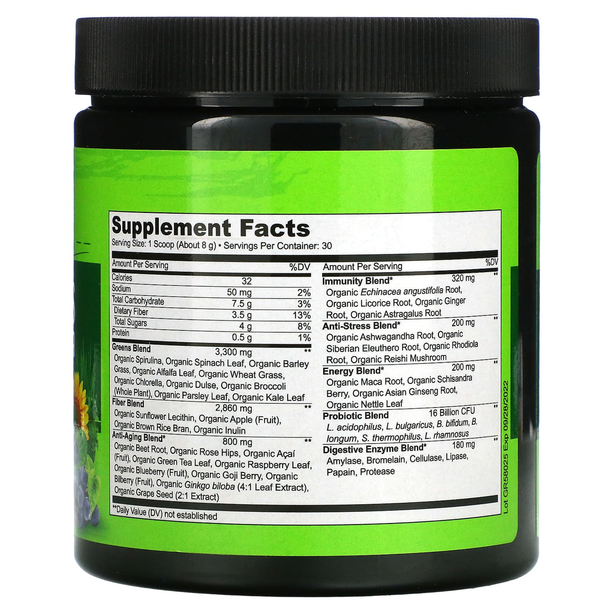 NATURELO, Raw Greens, Whole Food Powder, Unsweetened, 8.5 oz (240 g) - Supply Center USA