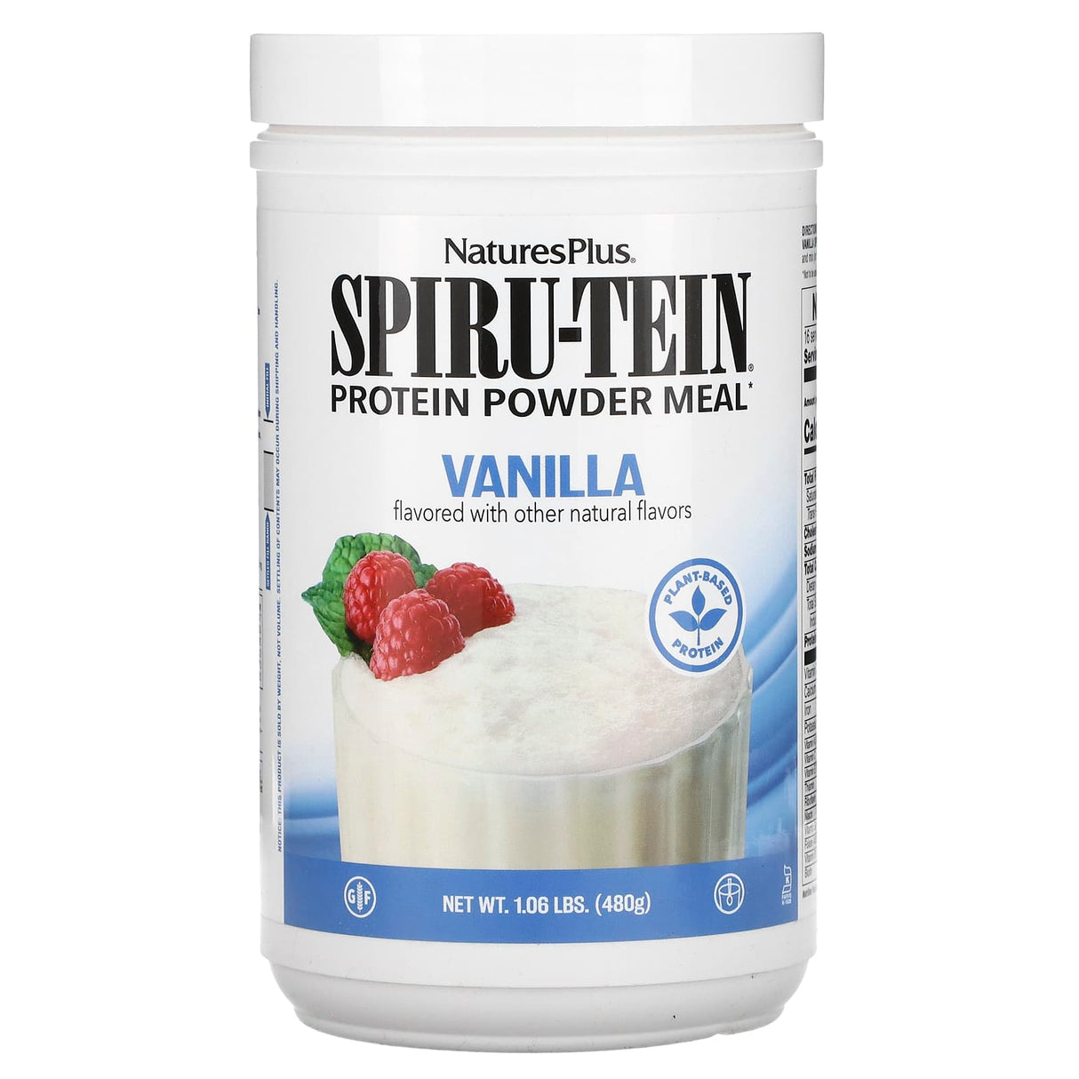 NaturesPlus, Spiru-Tein, Protein Powder Meal, Vanilla, 1.06 lbs (480 g) - Supply Center USA