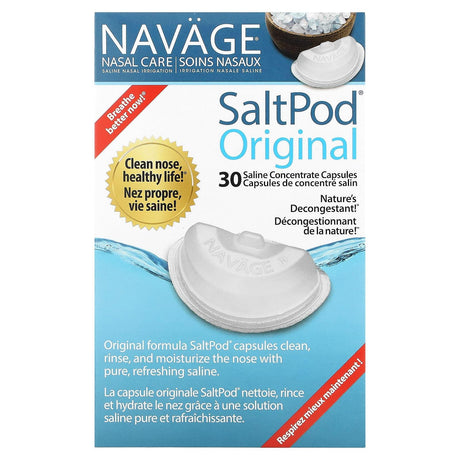 Navage, Nasal Care, Saline Nasal Irrigation, Saltpod Original, 30 Saline Concentrate Capsules - Supply Center USA