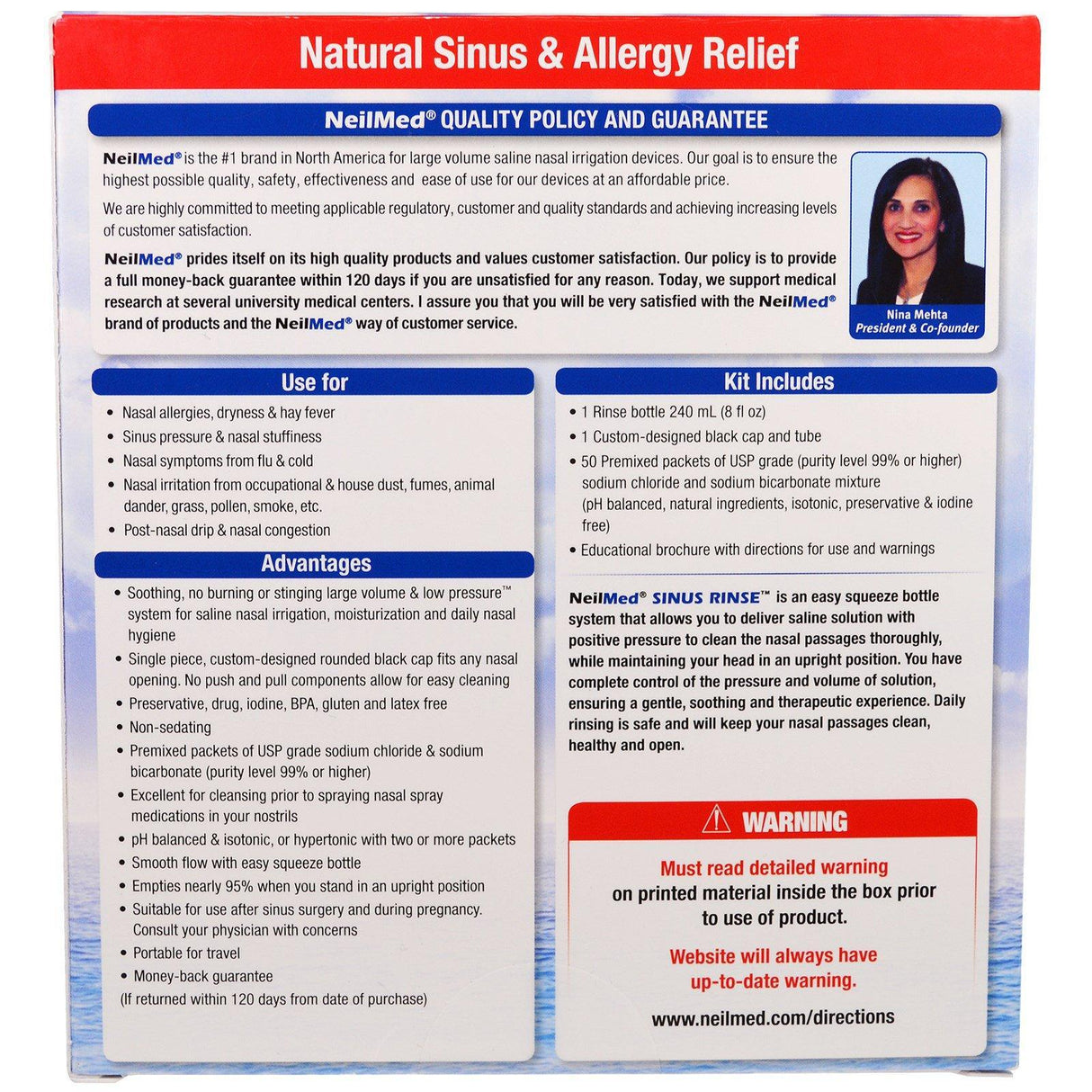 NeilMed, The Original & Patented Sinus Rinse Kit, 50 Premixed Packets, 1 Kit - Supply Center USA