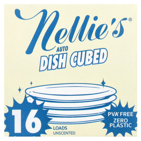 Nellie's, Auto Dish Cubed, Unscented, 16 Cubes - Supply Center USA