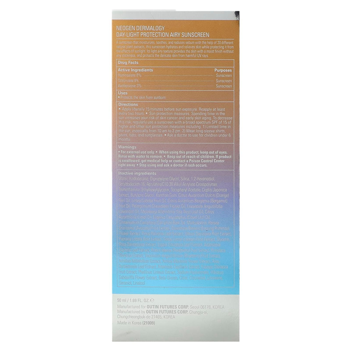 Neogen, Day-Light Protection Airy Sunscreen, SPF 50, 1.69 oz (50 ml) - Supply Center USA