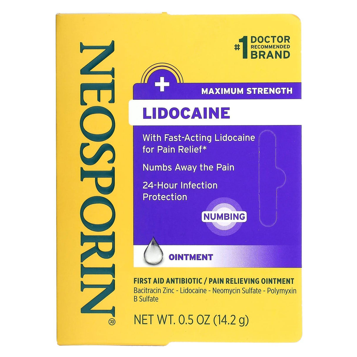 Neosporin, +Lidocaine Ointment, 0.5 oz (14.2 g) - Supply Center USA
