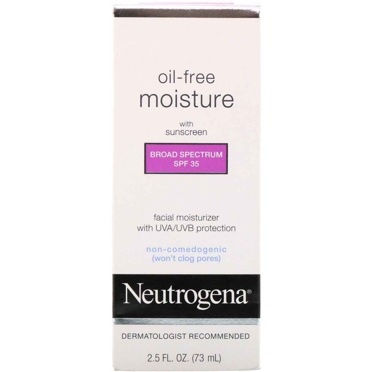 Neutrogena, Oil Free Moisture, Facial Moisturizer with UVA/UVB Protection, Broad Spectrum SPF 35, 2.5 fl oz (73 ml) - Supply Center USA