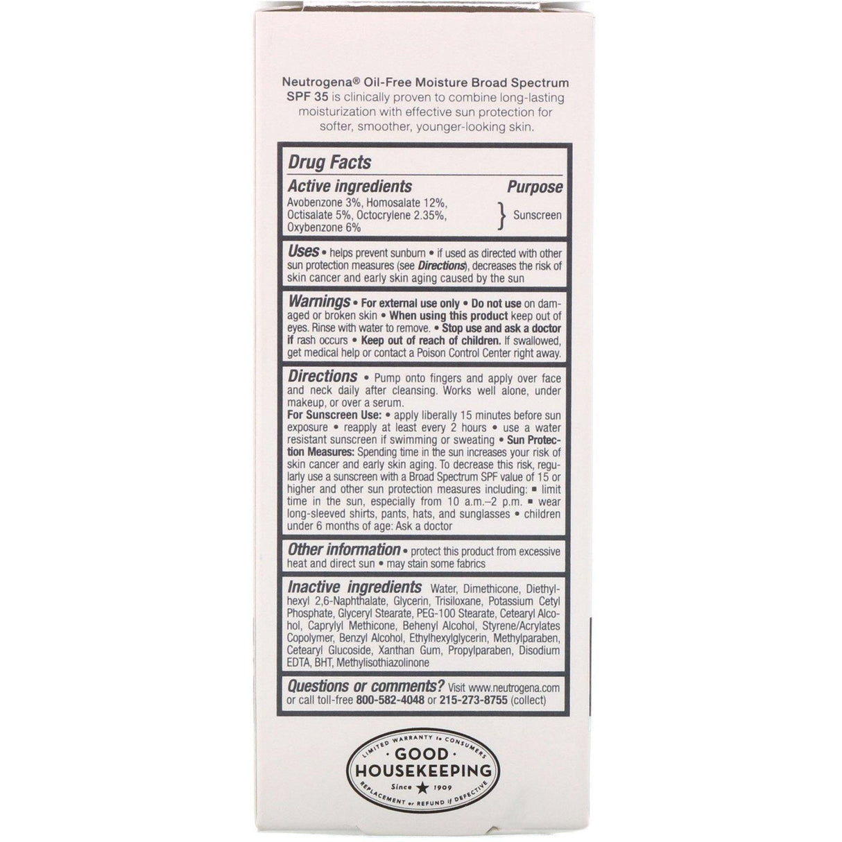 Neutrogena, Oil Free Moisture, Facial Moisturizer with UVA/UVB Protection, Broad Spectrum SPF 35, 2.5 fl oz (73 ml) - Supply Center USA