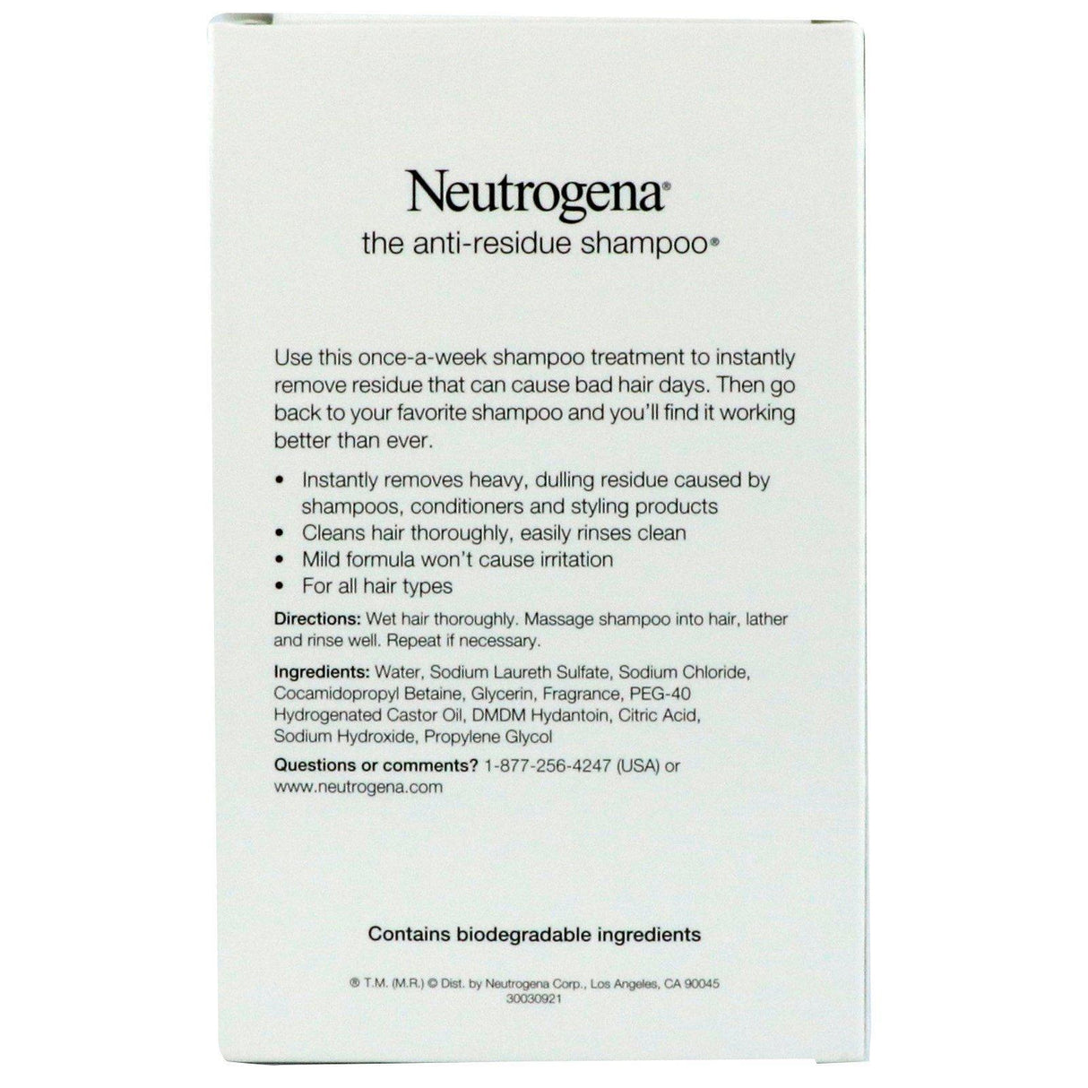 Neutrogena, The Anti-Residue Shampoo, All Hair Types, 6 fl oz (175 ml) - Supply Center USA