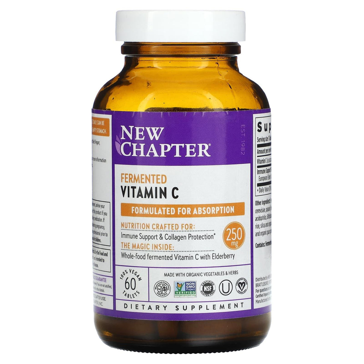 New Chapter, Fermented Vitamin C, 250 mg, 60 Vegan Tablets - Supply Center USA