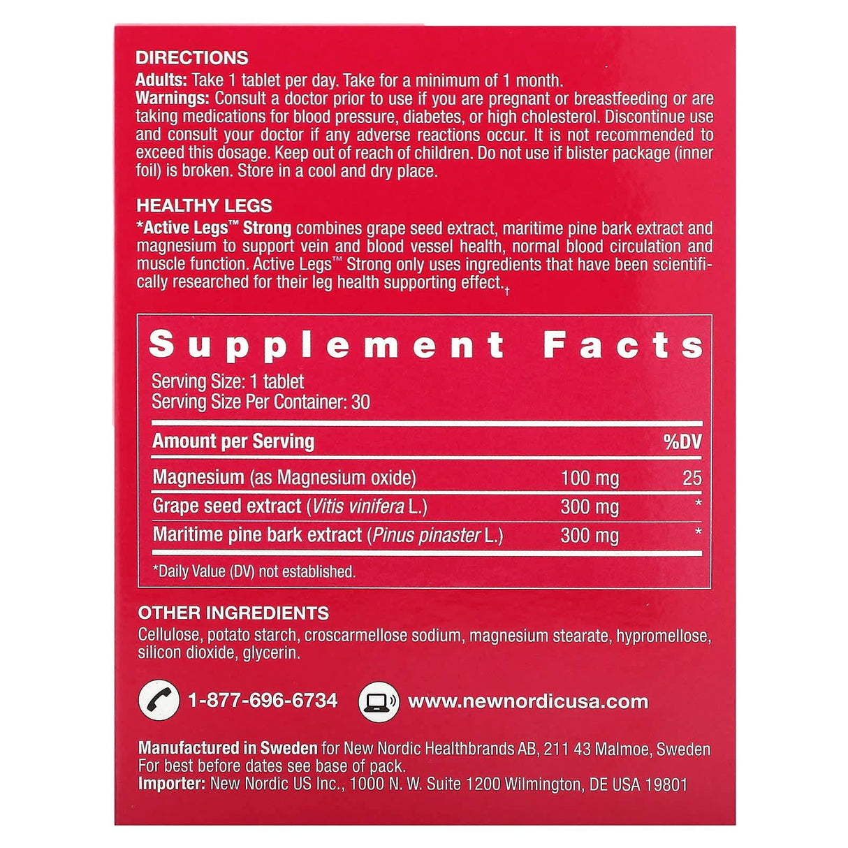 New Nordic US Inc, Active Legs Strong, 30 Tablets - Supply Center USA
