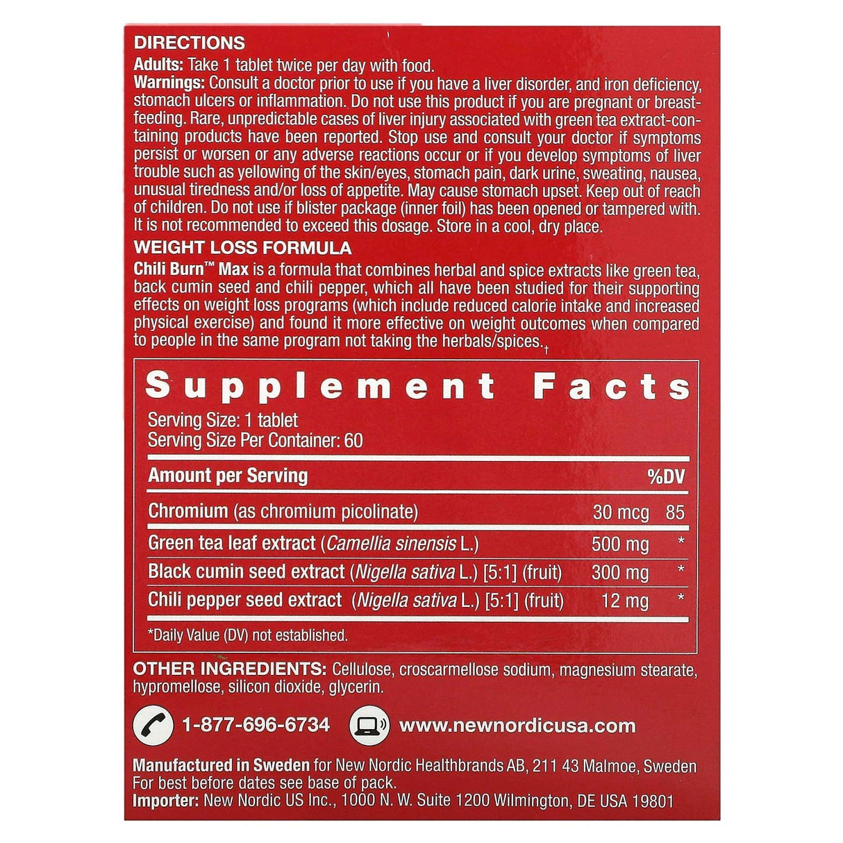 New Nordic US Inc, Chili Burn Max, 60 Tablets - Supply Center USA