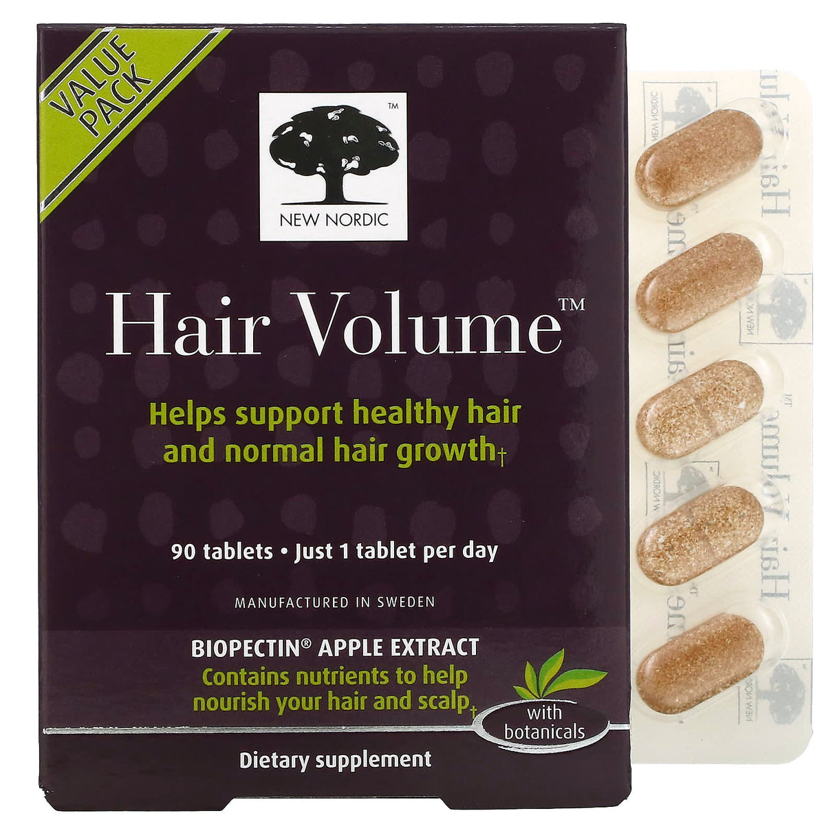 New Nordic US Inc, Hair Volume with Botanicals, 90 Tablets - Supply Center USA
