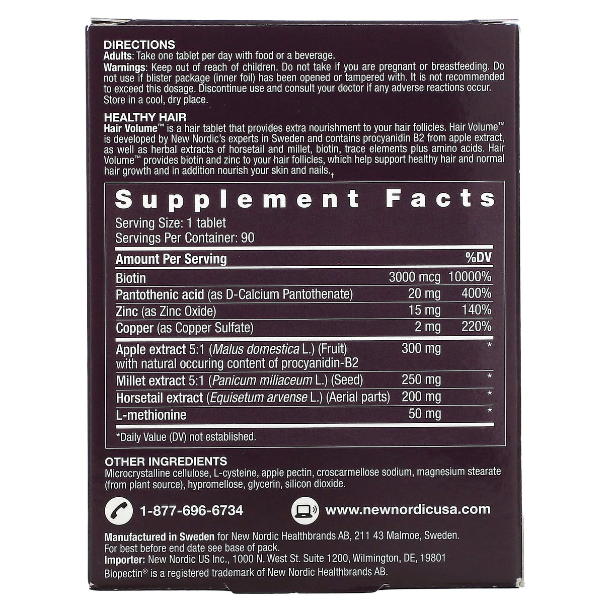 New Nordic US Inc, Hair Volume with Botanicals, 90 Tablets - Supply Center USA