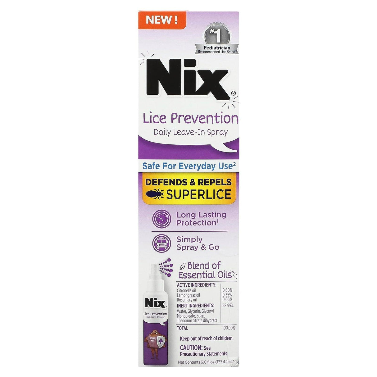Nix, Lice Prevention, Daily Leave-In Spray, 6 fl oz (177.44 ml) - Supply Center USA