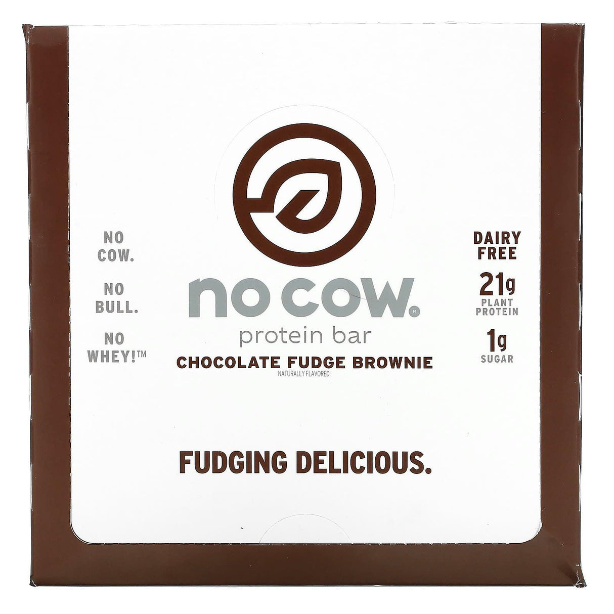 No Cow, Protein Bar, Chocolate Fudge Brownie, 12 Bars, 2.12 oz (60 g) Each - Supply Center USA