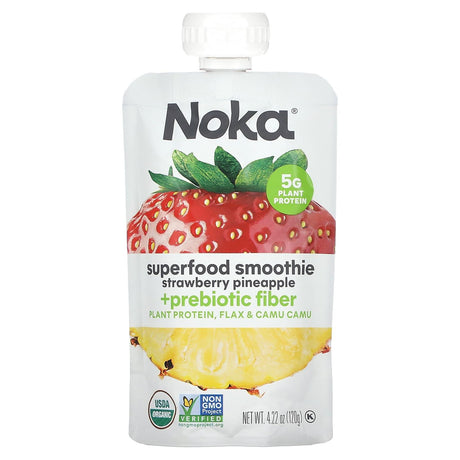 Noka, Superfood Smoothie + Prebiotic Fiber, Strawberry Pineapple, 4.22 oz (120 g) - Supply Center USA