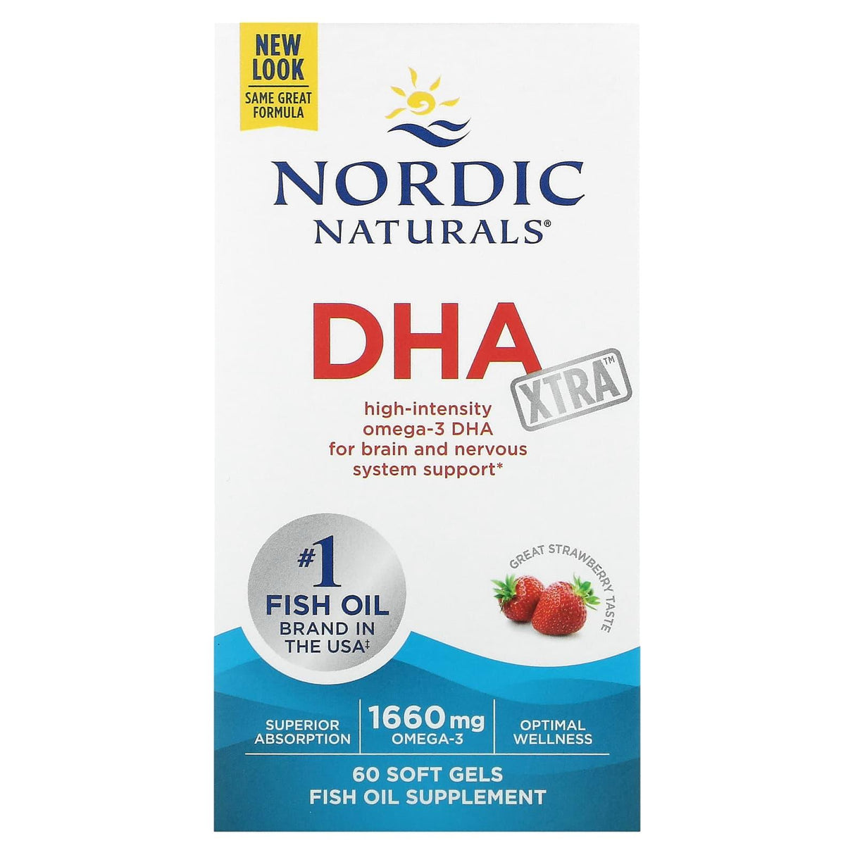 Nordic Naturals, DHA Xtra, Strawberry, 60 Soft Gels - Supply Center USA