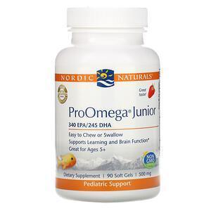 Nordic Naturals, ProOmega Junior, Strawberry, 500 mg, 90 Soft Gels - Supply Center USA