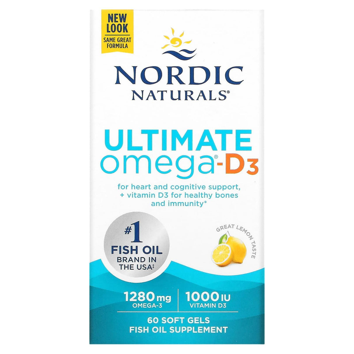 Nordic Naturals, Ultimate Omega-D3, Lemon, 640 mg, 60 Soft Gels - Supply Center USA