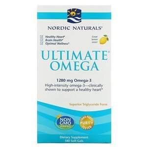 Nordic Naturals, Ultimate Omega, Lemon, 1,280 mg, 180 Soft Gels - Supply Center USA