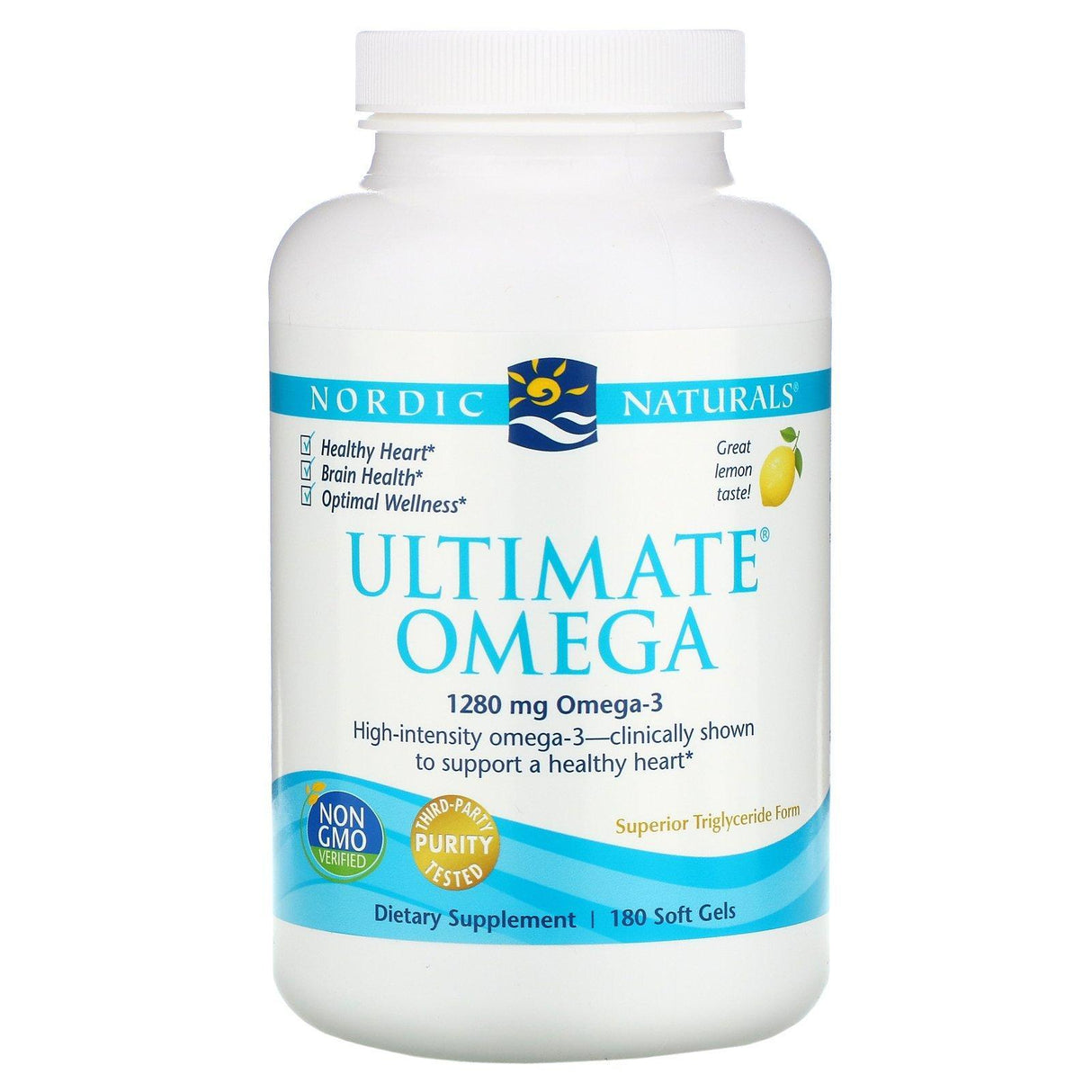 Nordic Naturals, Ultimate Omega, Lemon, 1,280 mg, 180 Soft Gels - Supply Center USA