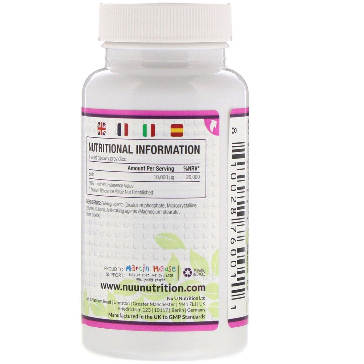 Nu U Nutrition, Biotin, 10,000 µp, 365 Vegan Tablets - Supply Center USA
