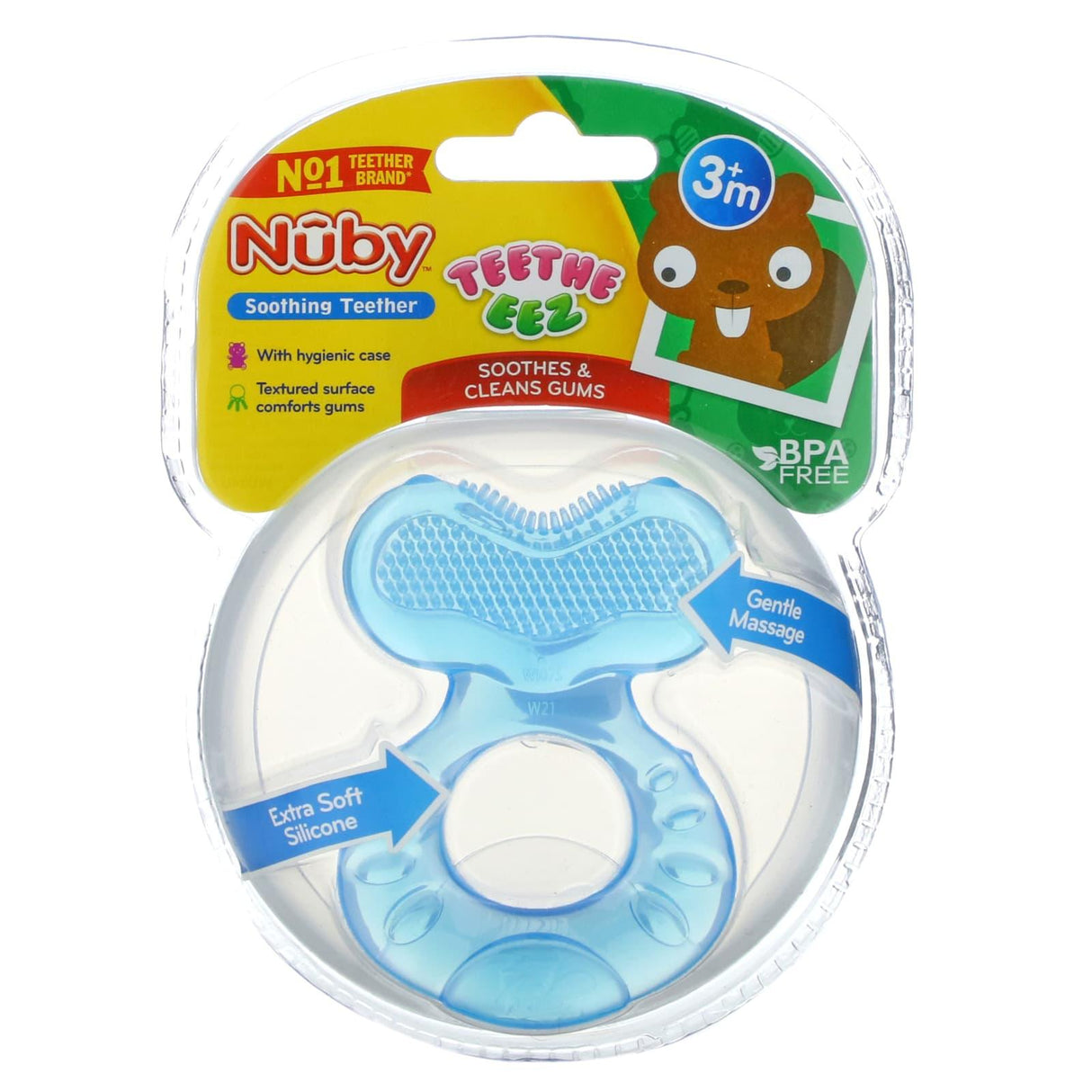 Nuby, Teethe Eez, Soothing Teether, 3+ Months, Blue - Supply Center USA