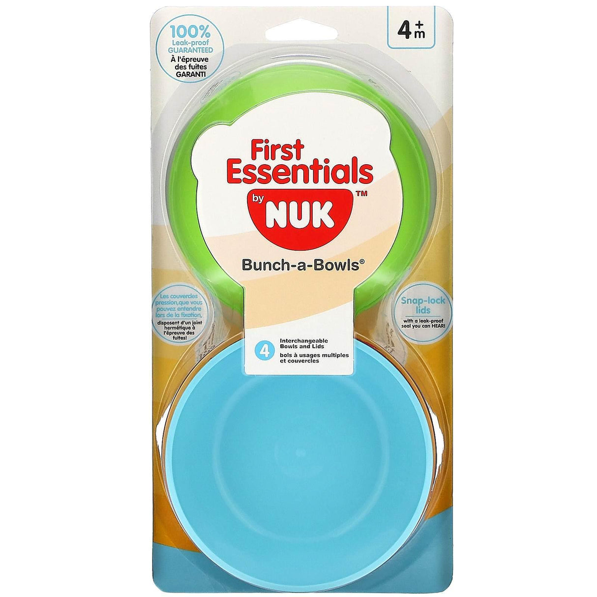 NUK, First Essentials Bunch-a-Bowls, 4+ Months, 4 Bowls and Lids - Supply Center USA