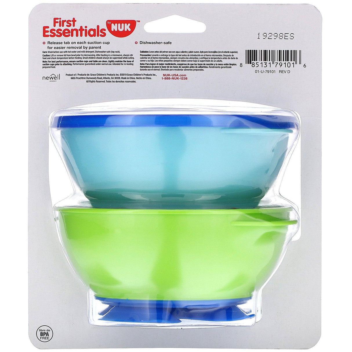 NUK, First Essentials, Tri-Suction Bowls, 6+ Months, 2 Bowls & 1 Lid - Supply Center USA