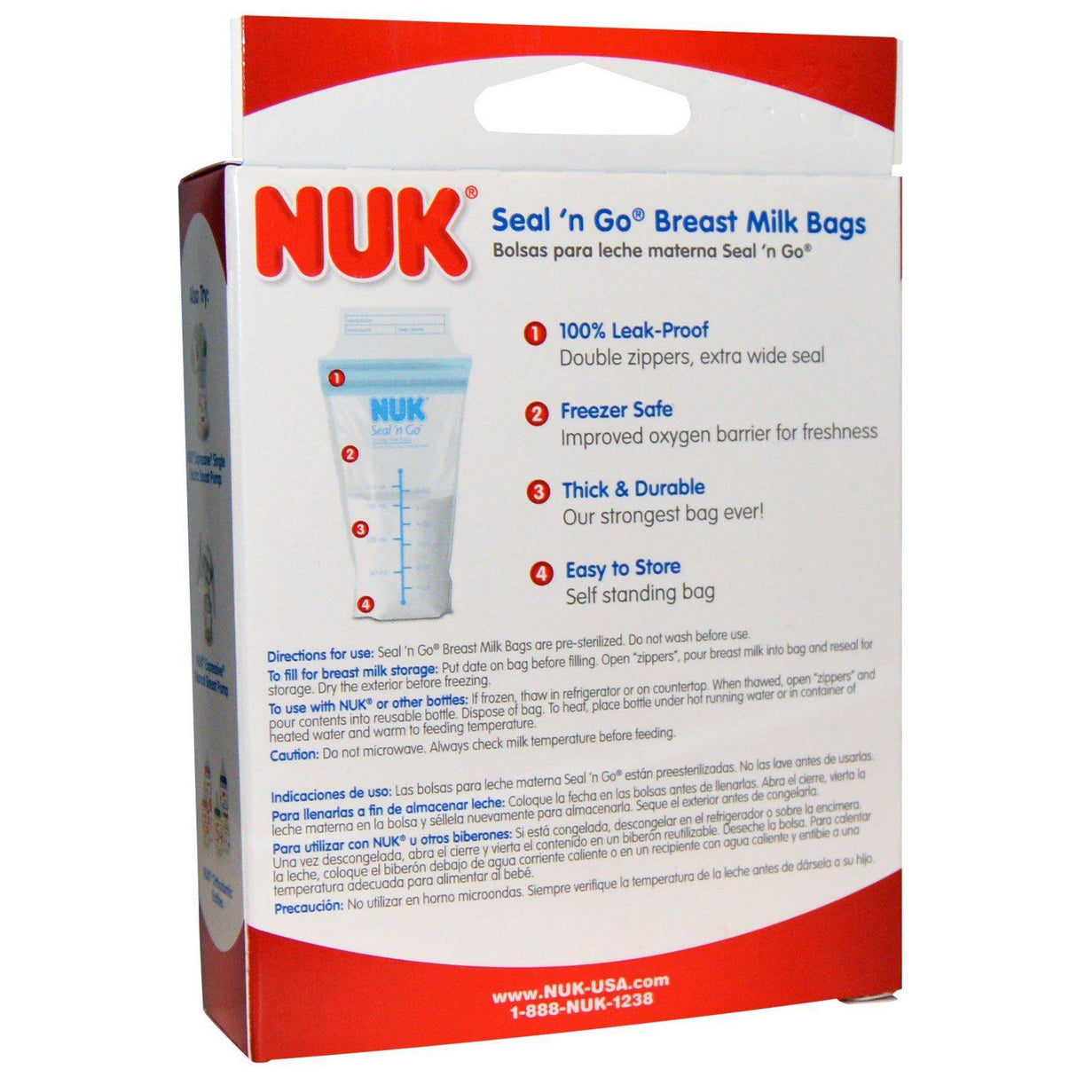 NUK, Seal 'n Go Breast Milk Bags, 25 Storage Bags, 6 oz (180 ml) Each - Supply Center USA