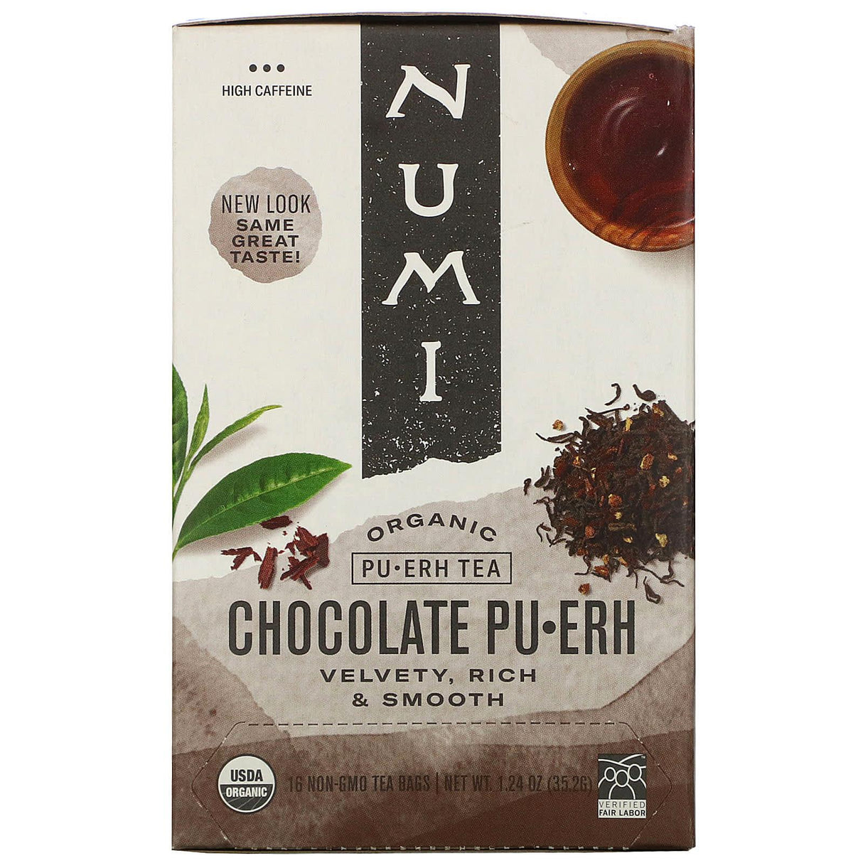 Numi Tea, Organic Pu-Erh Tea, Chocolate Pu-Erh, 16 Tea Bags, 1.24 oz (35.2 g) - Supply Center USA