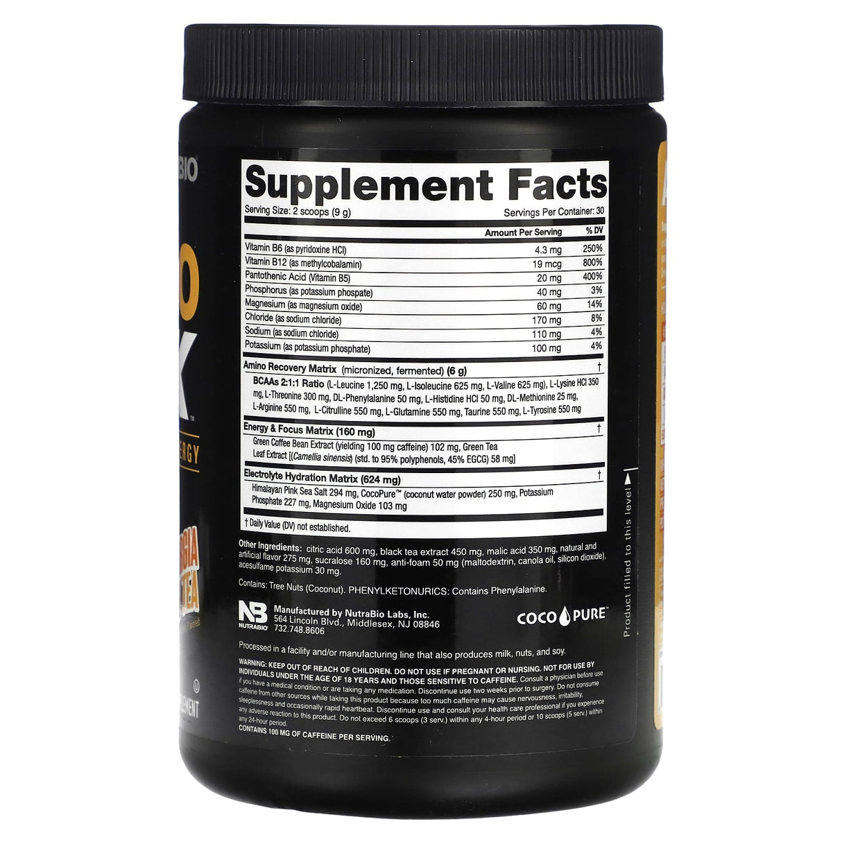 Nutrabio Labs, Amino Kink, Georgia Peach Tea, 0.6 lb (270 g) - Supply Center USA