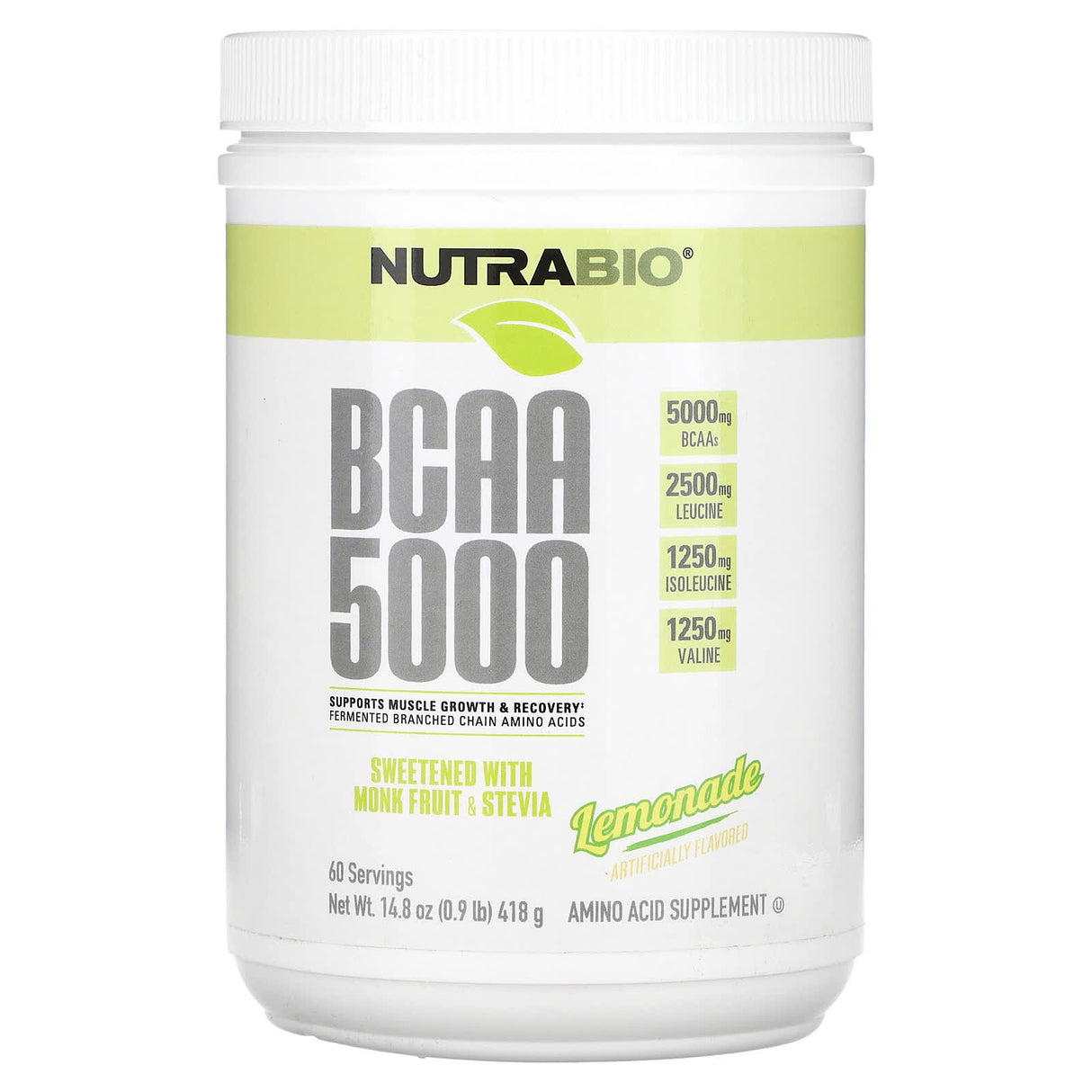Nutrabio Labs, BCAA 5000, Lemonade, 0.9 lb 14.8 oz (418 g) - Supply Center USA