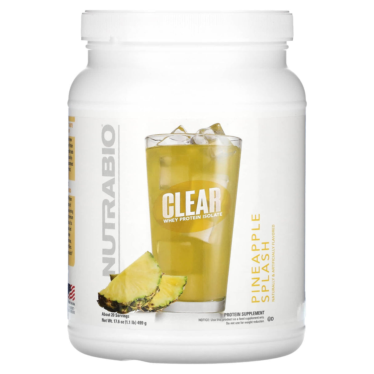 Nutrabio Labs, Clear Whey Protein Isolate, Pineapple Splash, 1.1 lb (499 g) - Supply Center USA