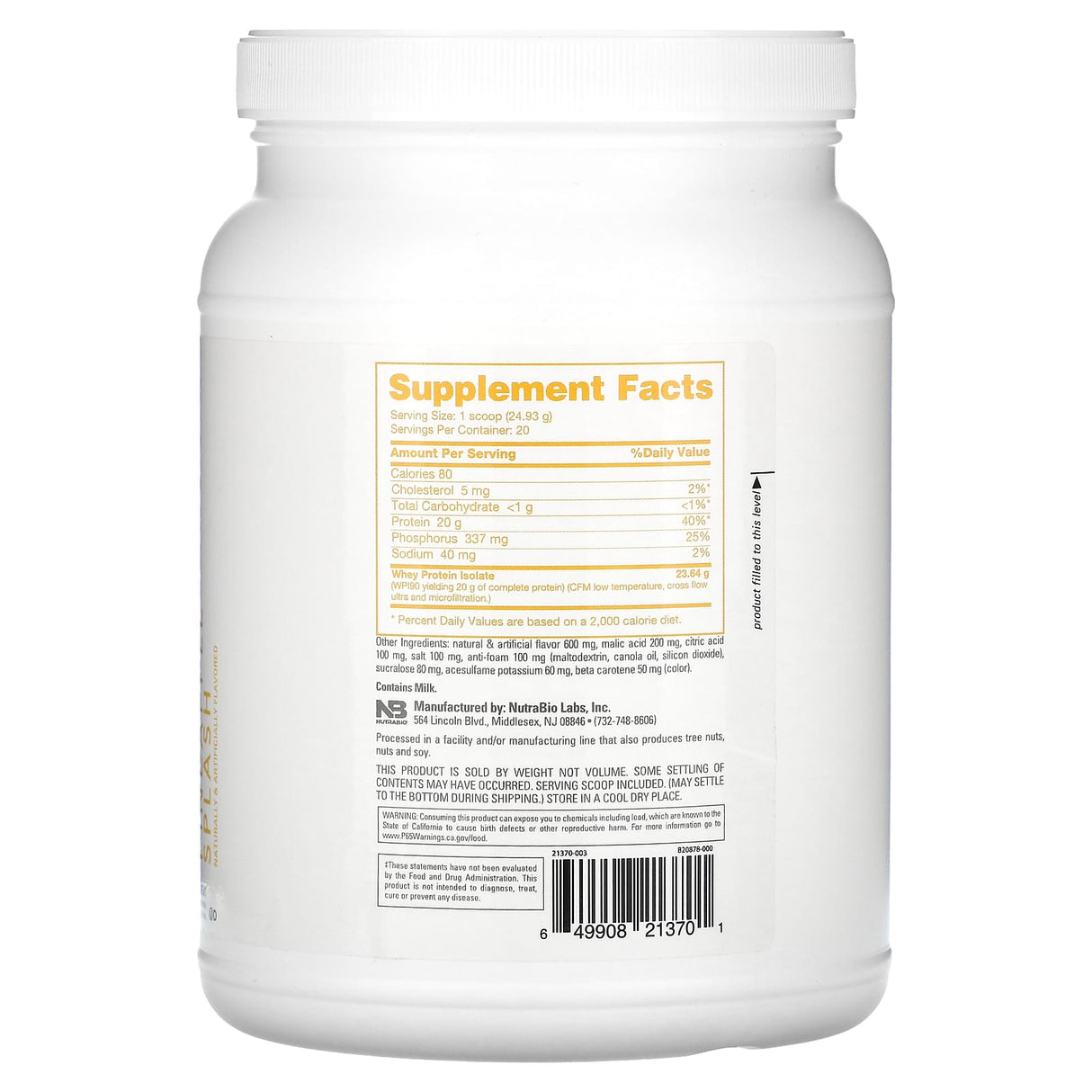 Nutrabio Labs, Clear Whey Protein Isolate, Pineapple Splash, 1.1 lb (499 g) - Supply Center USA