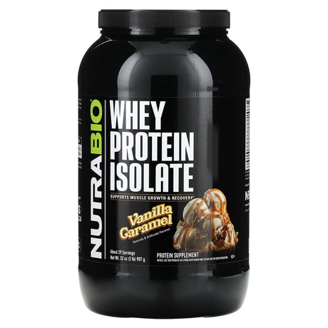 NutraBio, Whey Protein Isolate, Vanilla Caramel, 2 lb (907 g) - Supply Center USA