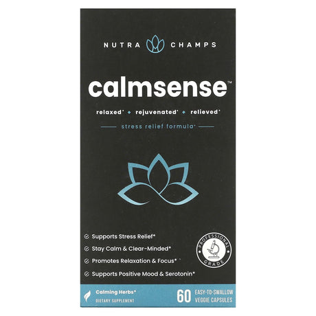 NutraChamps, Calmsense, 60 Easy-To-Swallow Veggie Capsules - Supply Center USA