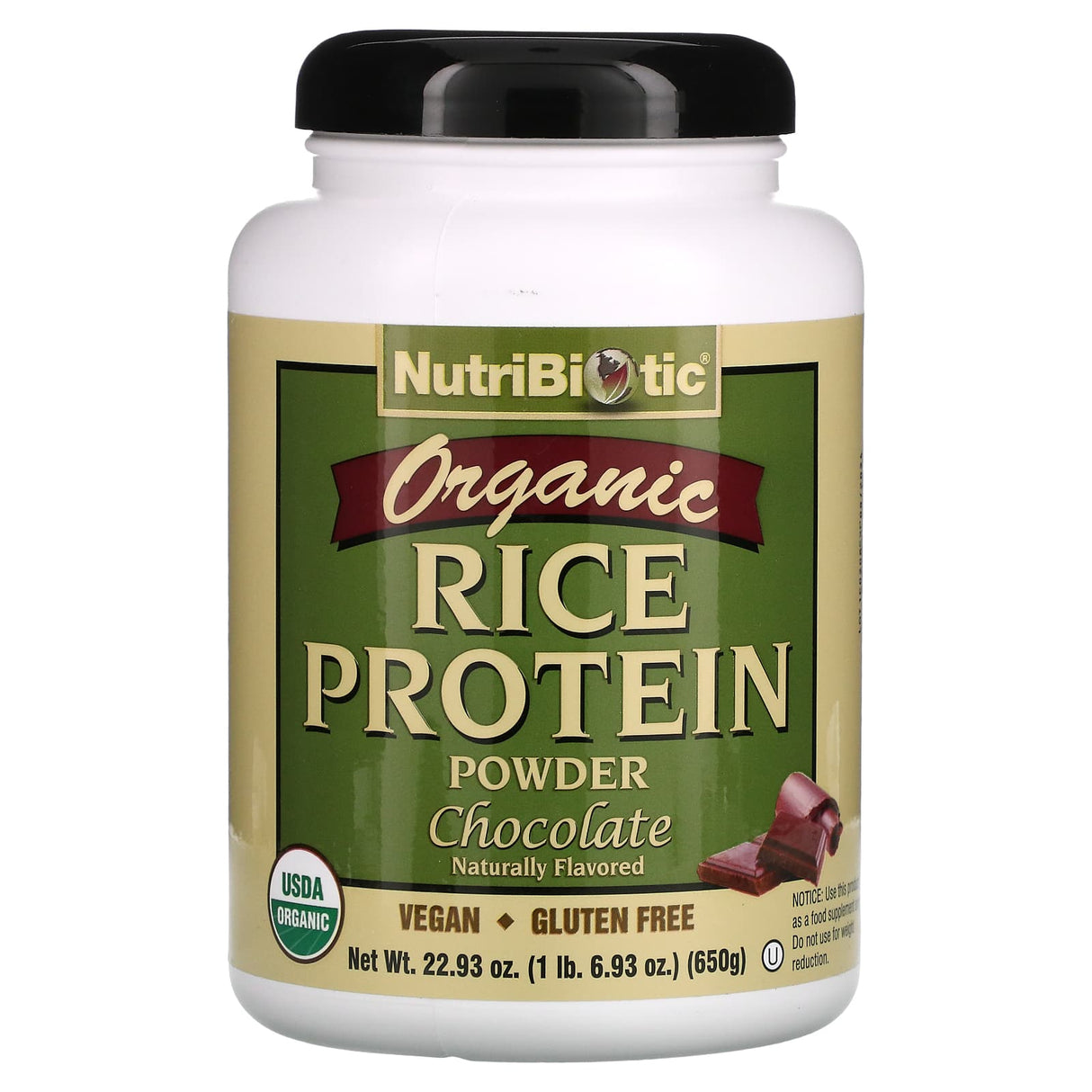 NutriBiotic, Organic Rice Protein Powder, Plain, 1 lb 5.16 oz (600 g) - Supply Center USA