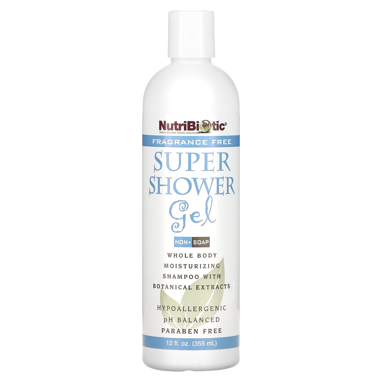 NutriBiotic, Super Shower Gel, Non-Soap, Fragrance Free, 12 fl oz (355 ml) - Supply Center USA