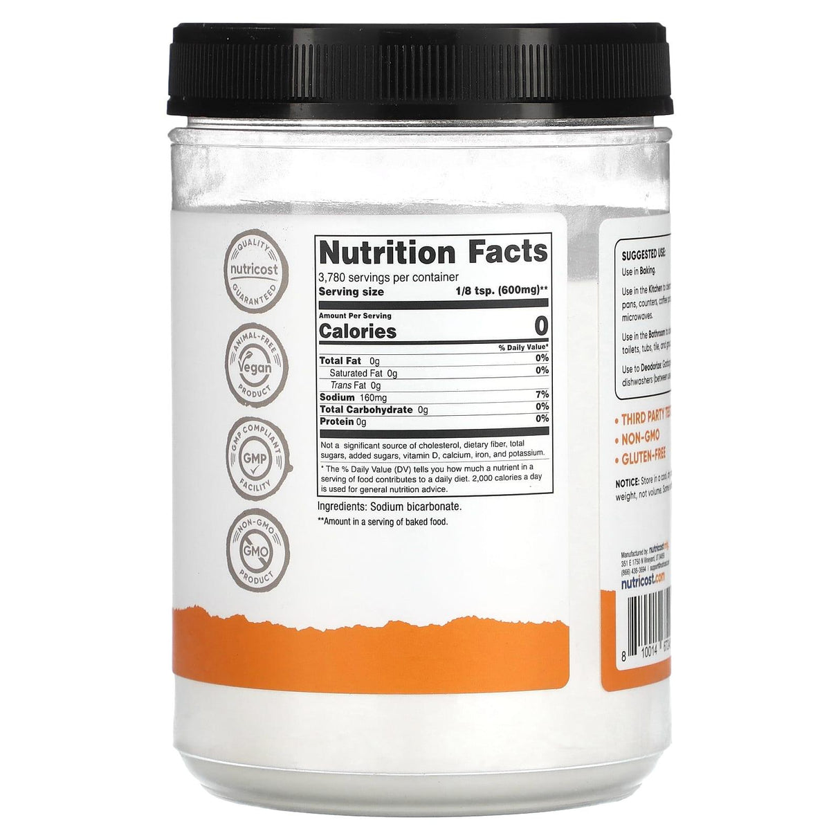 Nutricost, Pantry, Baking Soda, 5 lb (2,268 g) - Supply Center USA