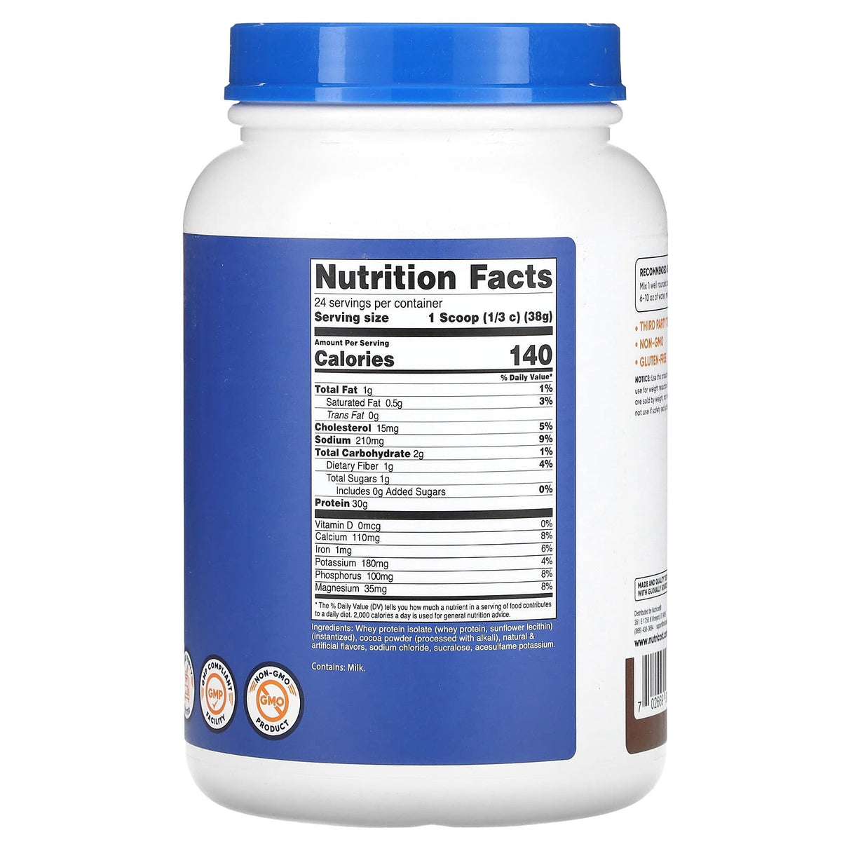 Nutricost, Whey Protein Isolate, Milk Chocolate, 2 lb (907 g) - Supply Center USA
