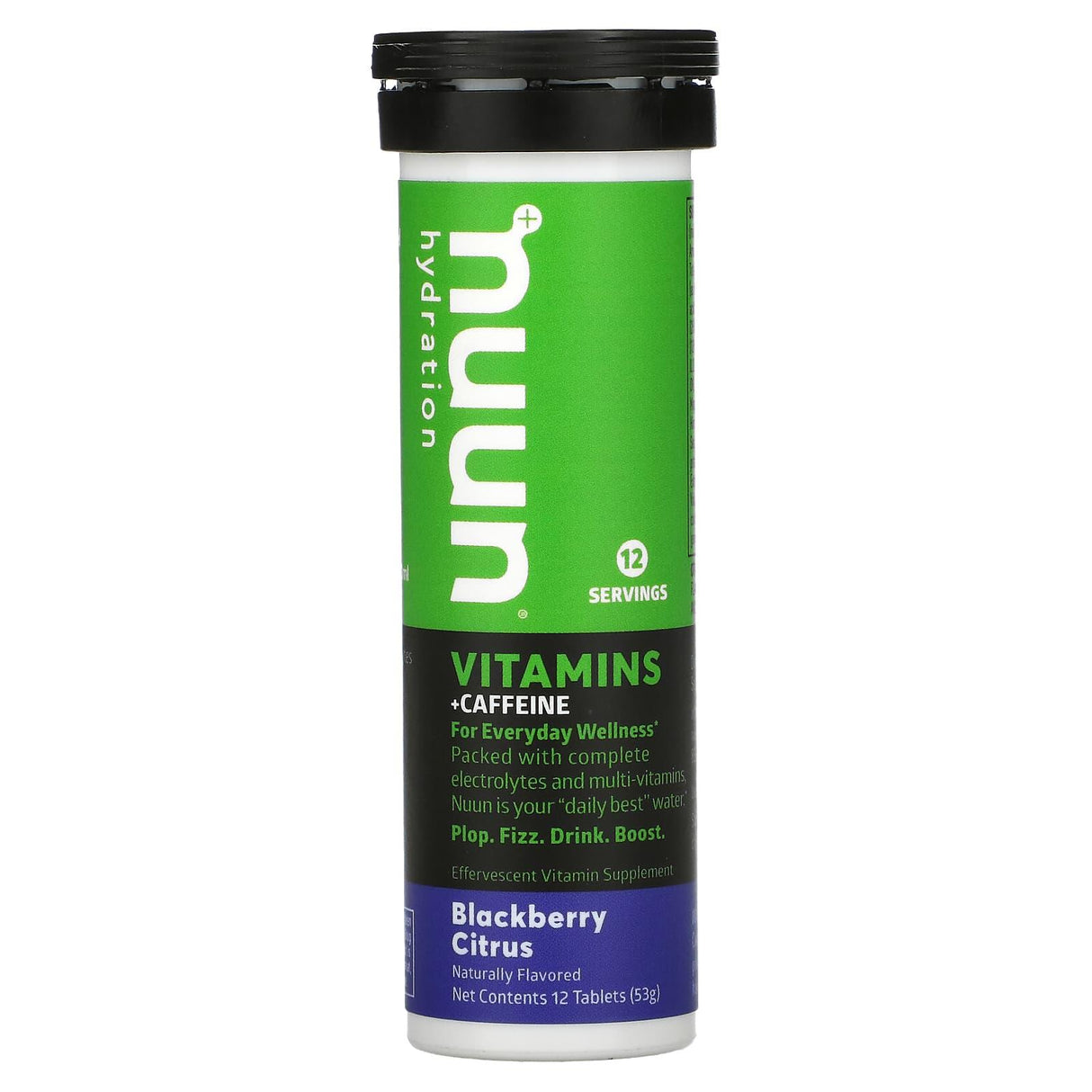 Nuun, Hydration, Vitamins + Caffeine, Effervescent Vitamin Supplement, Blackberry Citrus, 12 Tablets - Supply Center USA