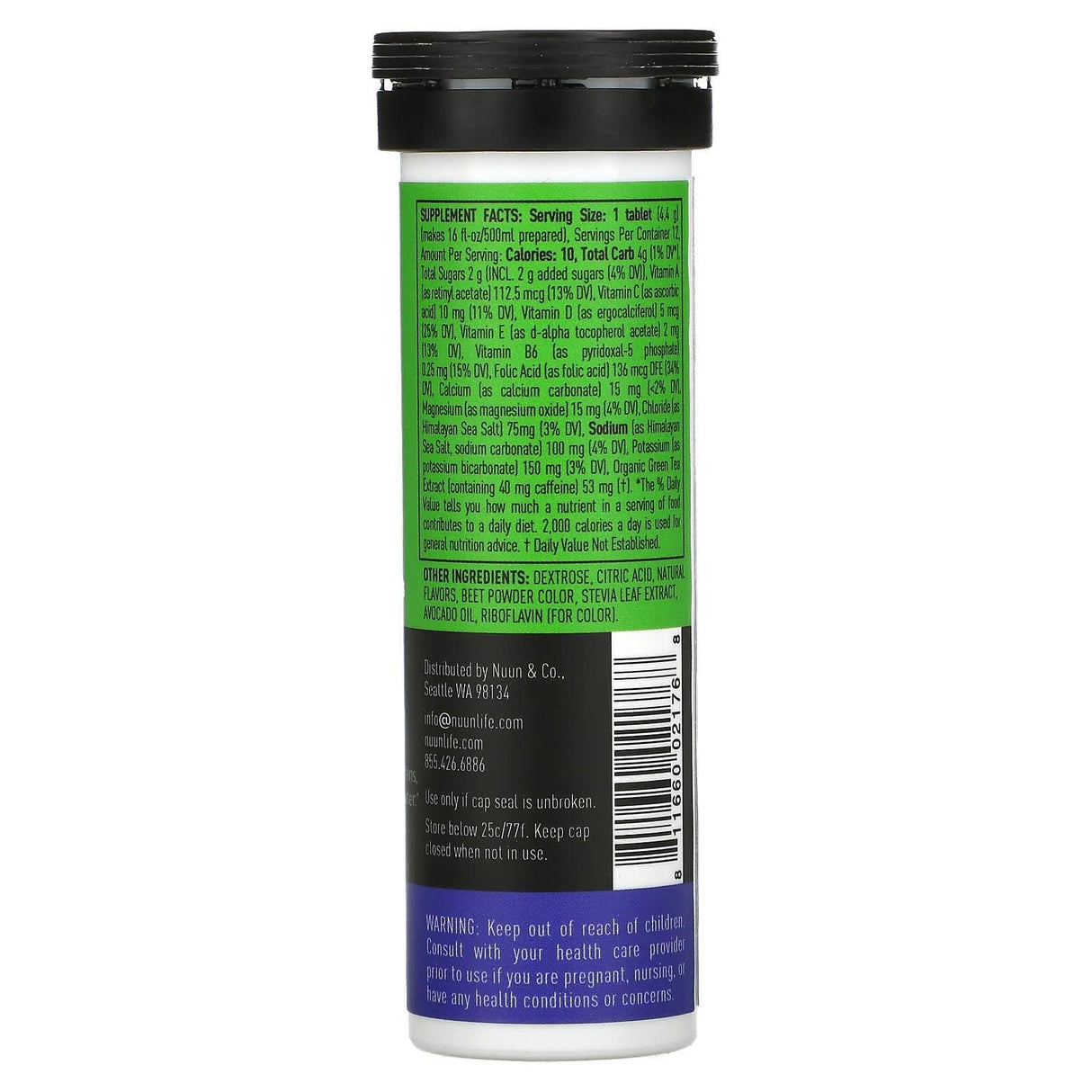 Nuun, Hydration, Vitamins + Caffeine, Effervescent Vitamin Supplement, Blackberry Citrus, 12 Tablets - Supply Center USA
